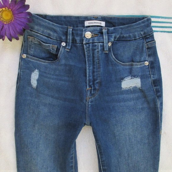 Good American Denim - Good American Jeans Size 4/27 Skinny Distressed Denim Good Legs
